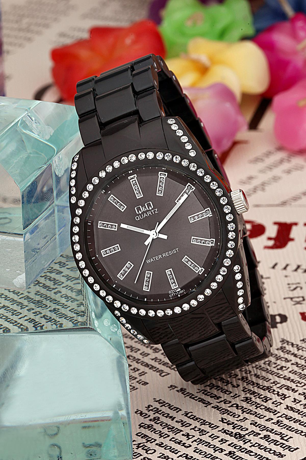 Q&Q 3B706 36 mm Siyah Silikon Kordon Analog Kadın Kol Saati