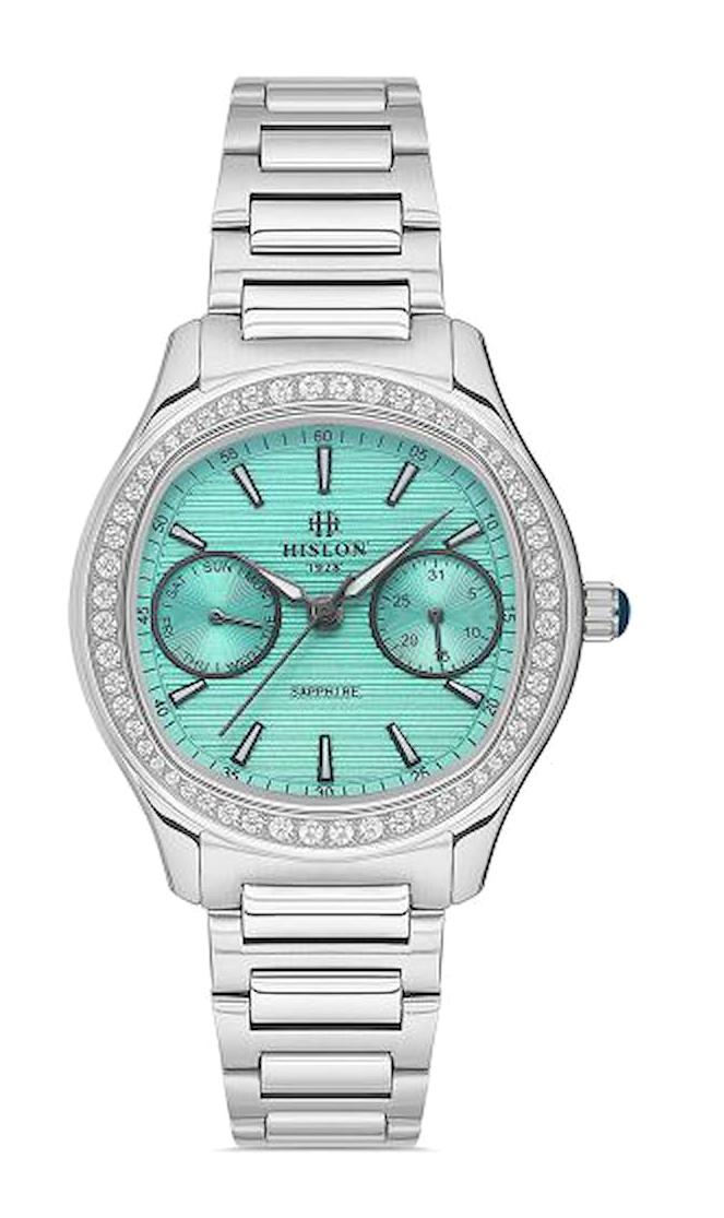 Hislon QT148S-10SS Takvimli 33 mm Gri Çelik Kordon Analog Kadın Kol Saati