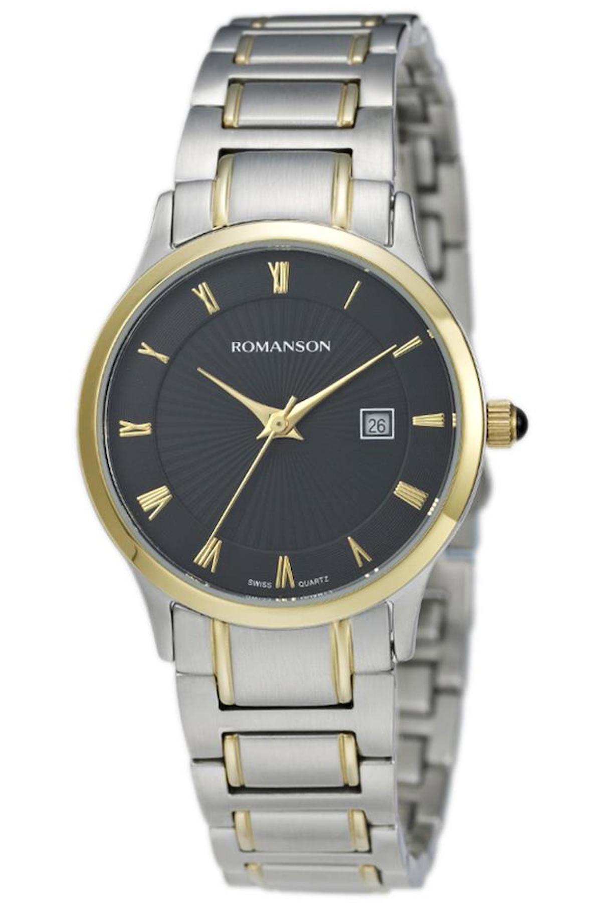 Romanson TM4253LL1CA31G Takvimli 34 mm Altın-Gri Çelik Kordon Analog Kadın Kol Saati