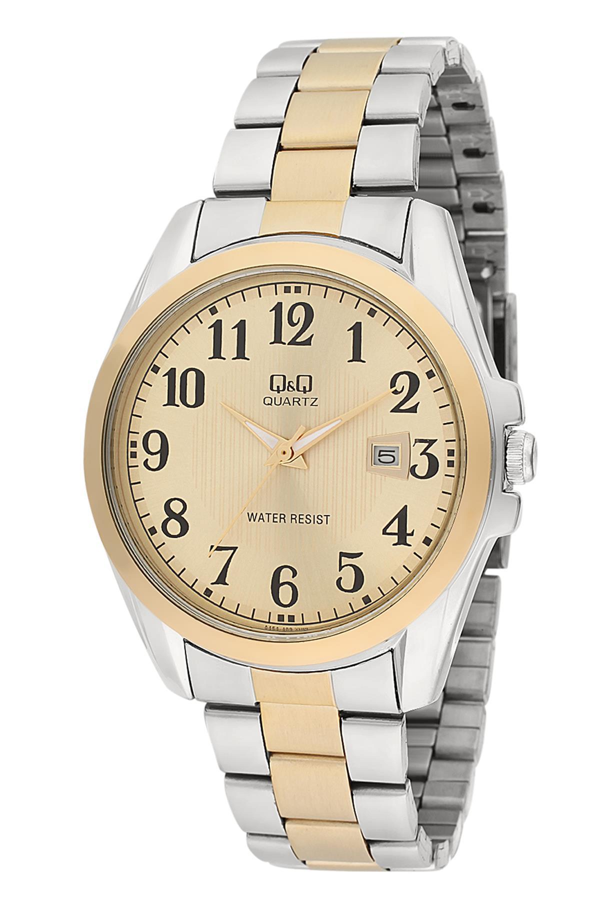 Q&Q 3F62 Takvimli 36 mm Altın-Gri Metal Kordon Analog Kadın Kol Saati