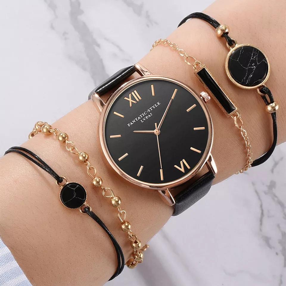 Gogoey 36 mm Siyah Deri Kordon Analog Kadın Kol Saati
