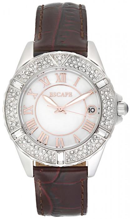 Escape EC1003-118 Takvimli 38 mm Kahverengi Deri Kordon Analog Kadın Kol Saati