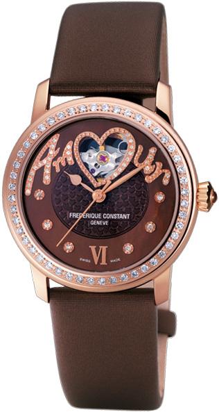 Frederique Constant FC310CSQ2PD4 35 mm Kahverengi Deri Kordon Analog Kadın Kol Saati