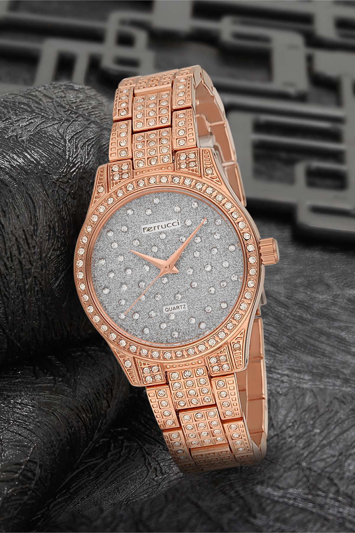 Ferrucci 7FM648 38 mm Rose Gold Metal Kordon Analog Kadın Kol Saati