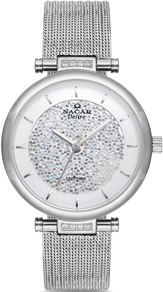 Nacar 33-398078-AWMS 33 mm Gri Hasır Kordon Analog Kadın Kol Saati