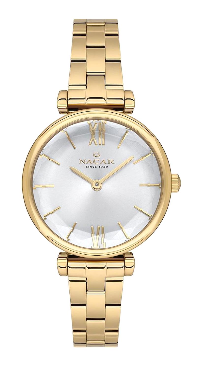 Nacar 343921125-DSM 32 mm Sarı Metal Kordon Analog Kadın Kol Saati