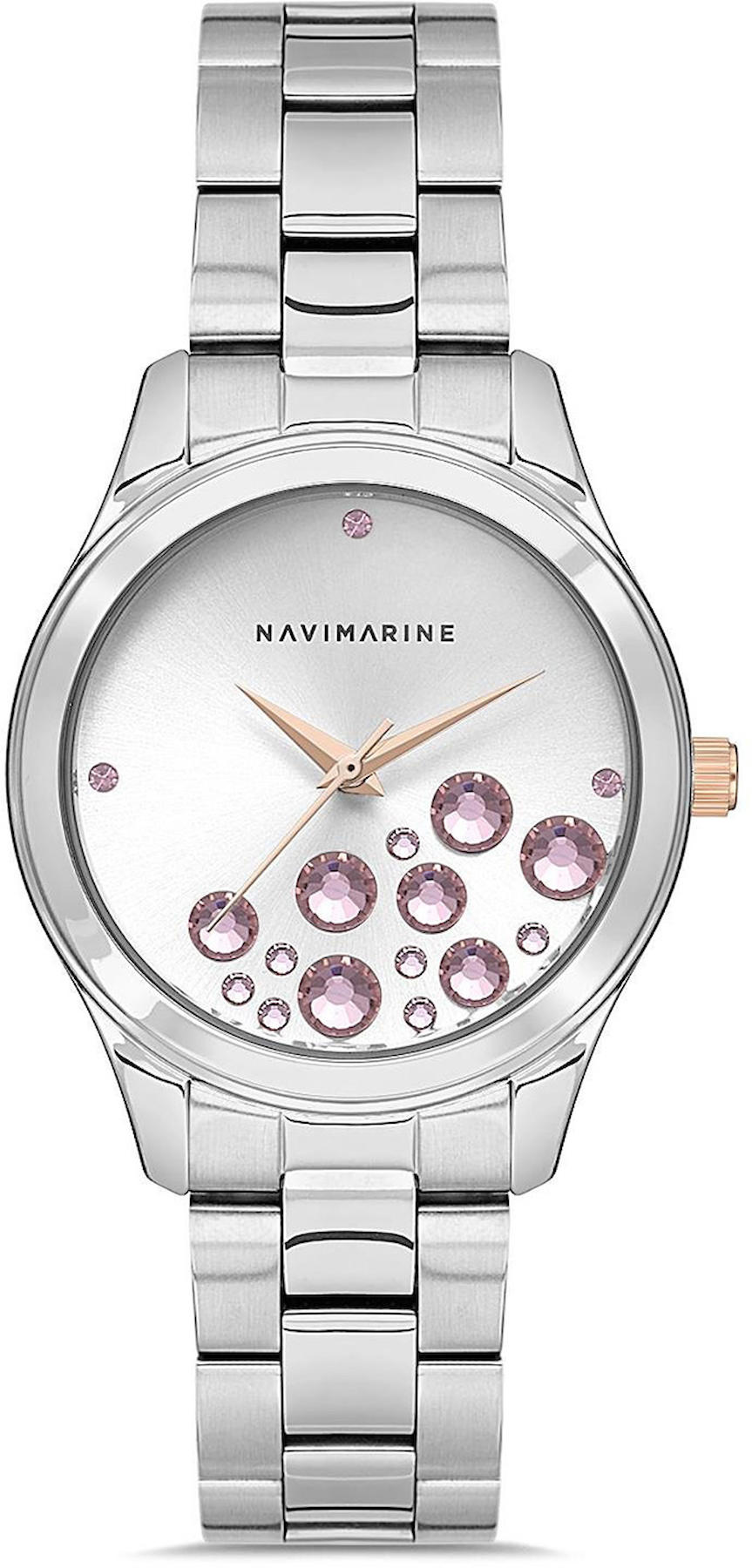Navimarine NM0021-08 34 mm Gri Çelik Kordon Analog Kadın Kol Saati