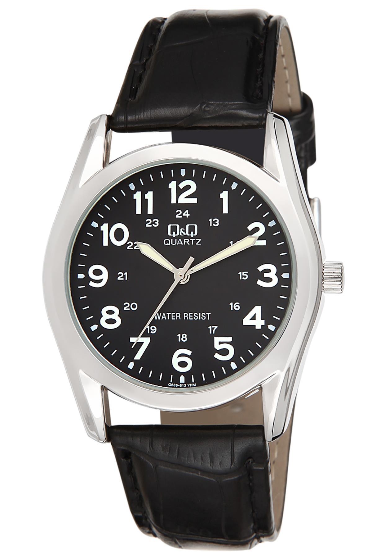 Q&Q 3A970 36 mm Siyah Deri Kordon Analog Kadın Kol Saati