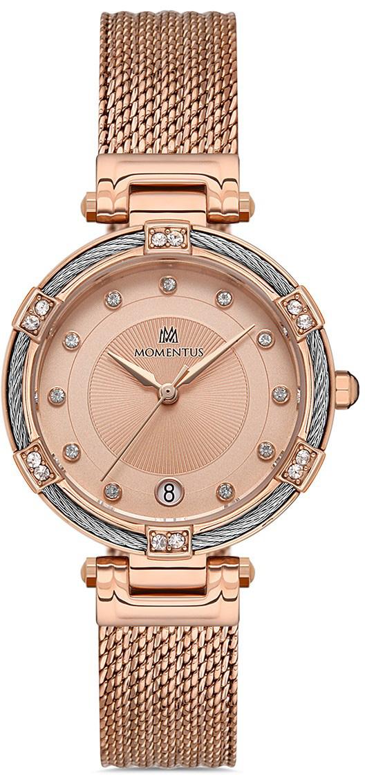 Momentus CS238R-12SR Takvimli 32 mm Rose Gold Hasır Kordon Analog Kadın Kol Saati