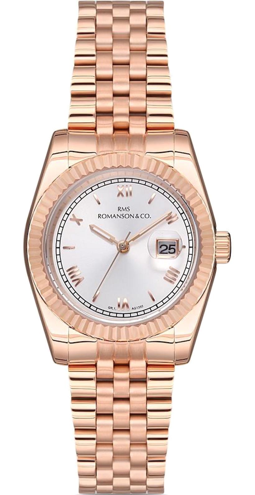 Romanson GR.1.AG1350.13 Takvimli 34 mm Rose Gold Çelik Kordon Analog Kadın Kol Saati