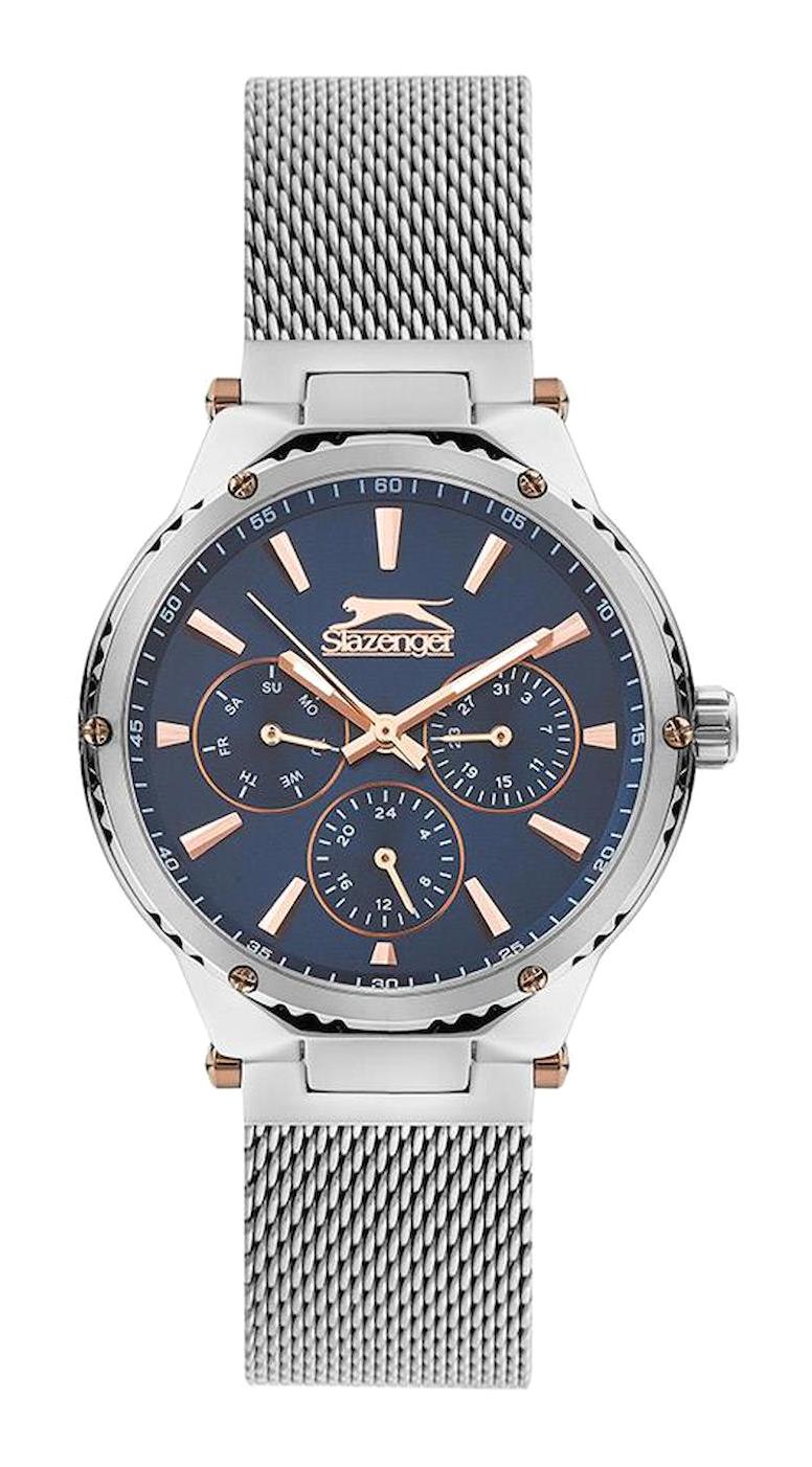 Slazenger SL.09.2166.4.01 Takvimli 35 mm Gri Çelik Kordon Analog Kadın Kol Saati