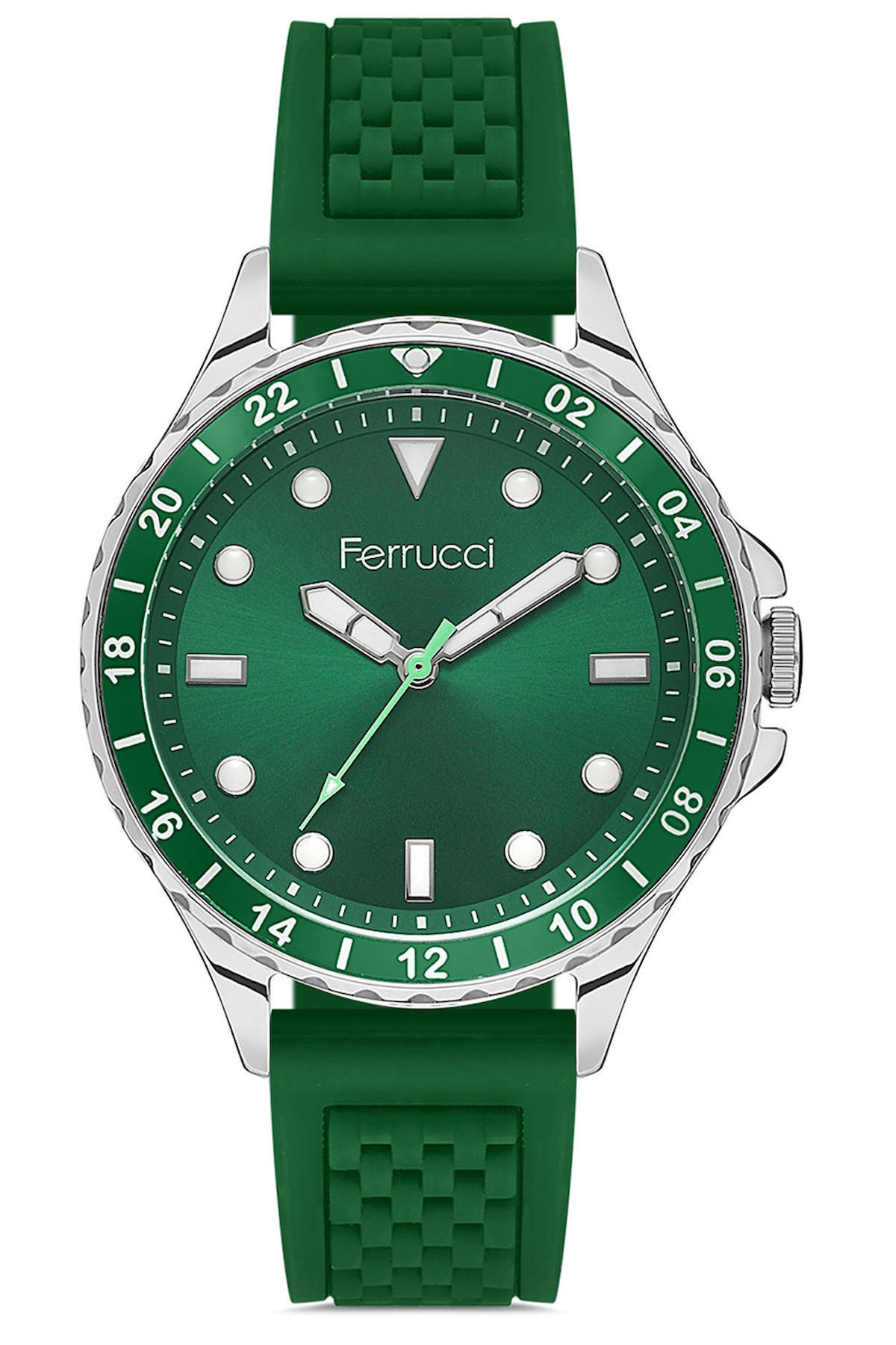 Ferrucci 38 mm Yeşil Silikon Kordon Analog Kadın Kol Saati