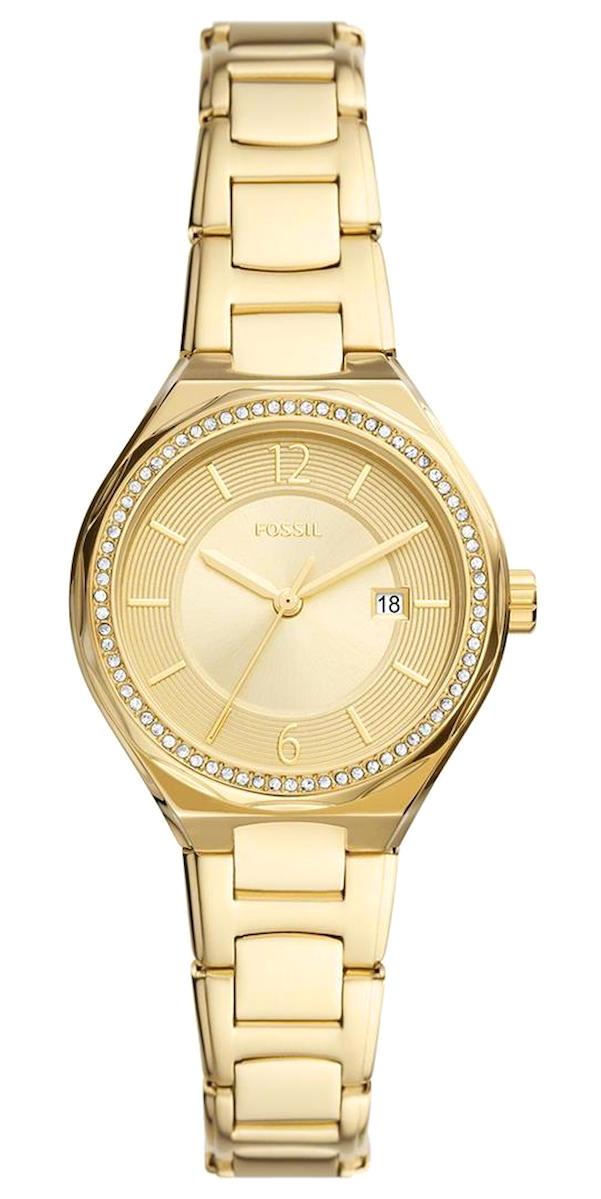 Fossil FBQ3801 Takvimli 30 mm Altın Çelik Kordon Analog Kadın Kol Saati