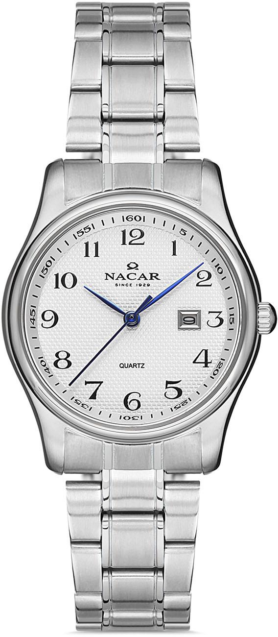 Nacar 35-390036-AWM Takvimli 32 mm Gri Metal Kordon Analog Kadın Kol Saati