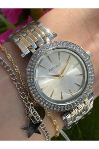Ferrucci 37 mm Altın-Gri Çelik Kordon Analog Kadın Kol Saati