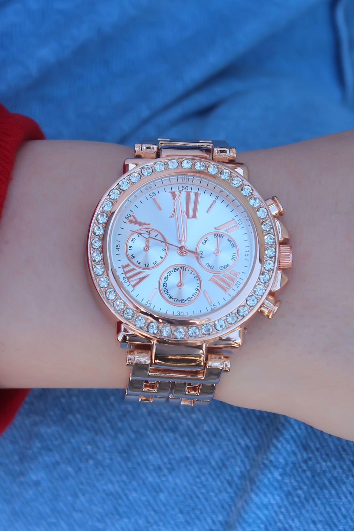 Ezo Concept Takvimli 36 mm Rose Gold Metal Kordon Analog Kadın Kol Saati