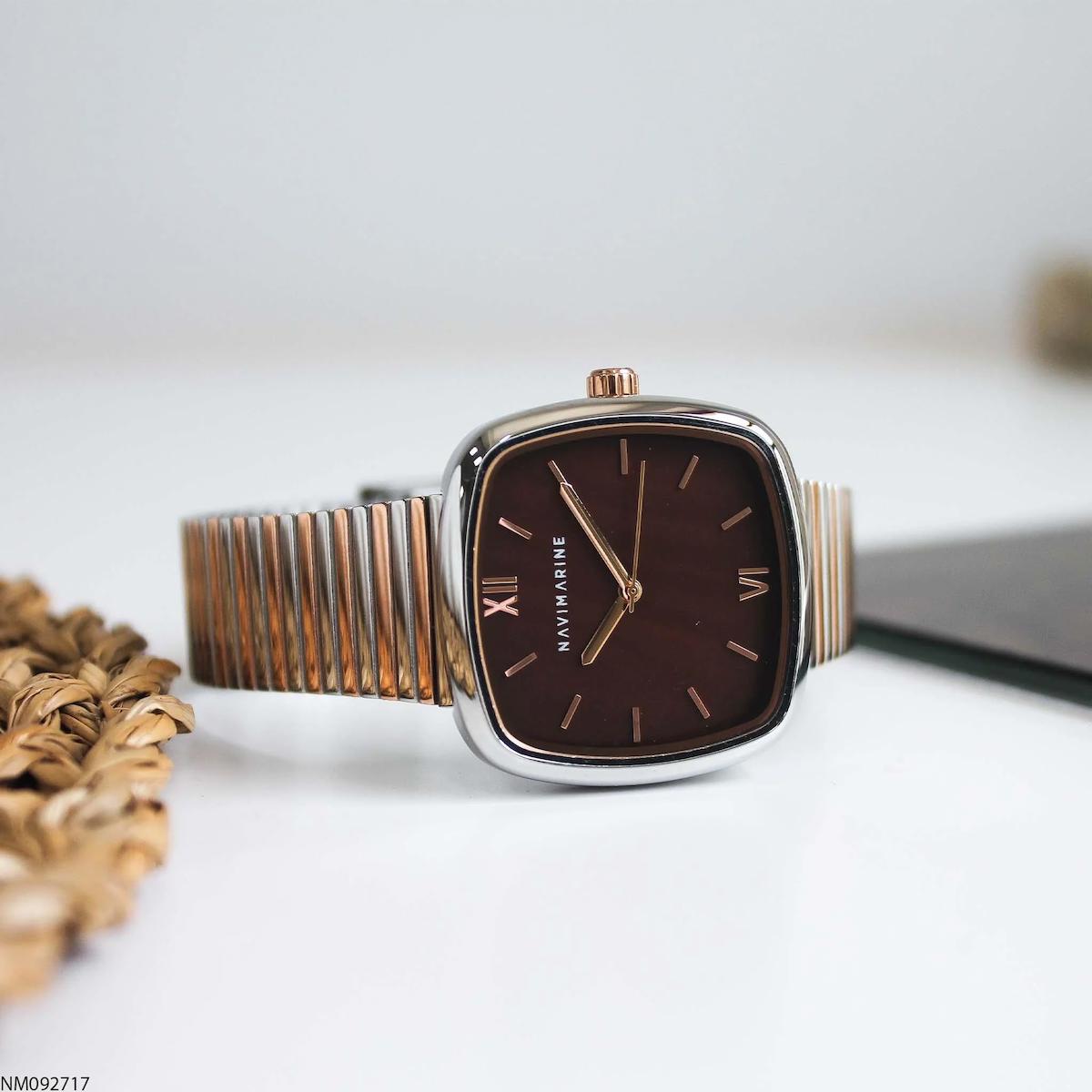 Navimarine NM092717 33 mm Bronz-Gri Çelik Kordon Analog Kadın Kol Saati