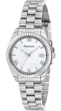 Ferrucci Takvimli 31-34 mm Gümüş Çelik Kordon Analog Kadın Kol Saati