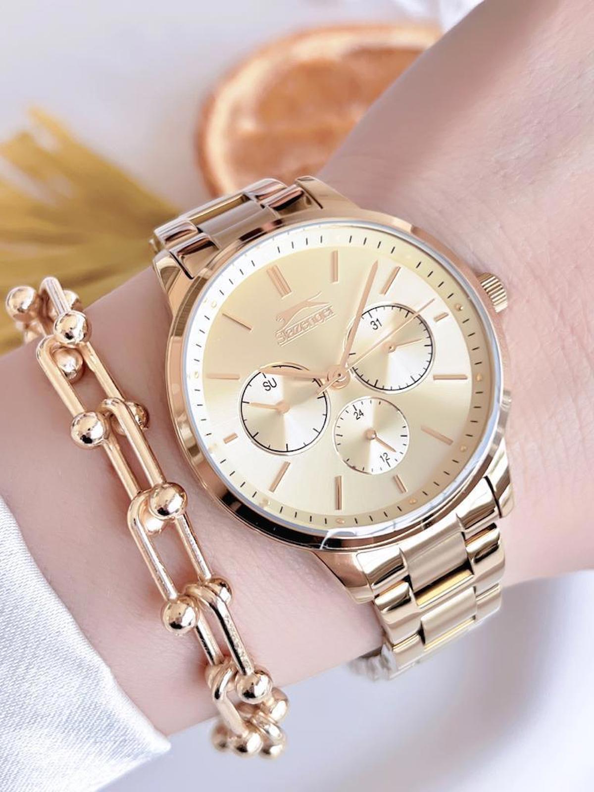 Slazenger BLKT.2.707 Takvimli 36 mm Altın Çelik Kordon Analog Kadın Kol Saati