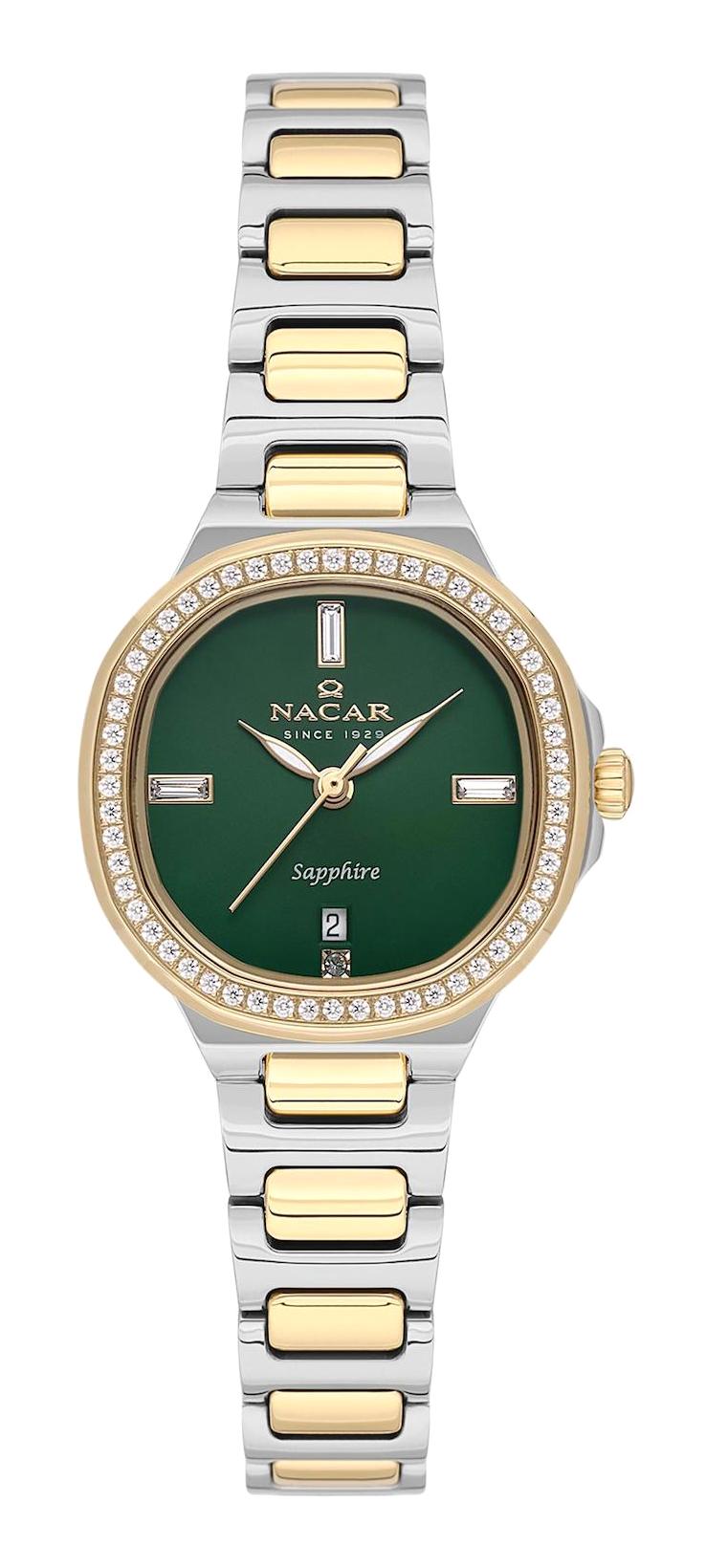 Nacar 33398369-CNMS Takvimli 27 mm Altın-Gri Metal Kordon Analog Kadın Kol Saati