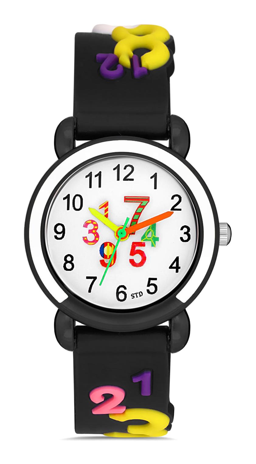 Polo55 20 mm Siyah Silikon Kordon Analog Çocuk Kol Saati