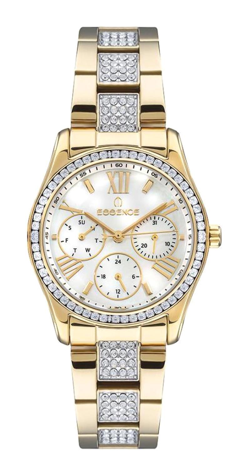 Essence ES6798FE.120 Takvimli 34 mm Altın-Gri Çelik Kordon Analog Kadın Kol Saati