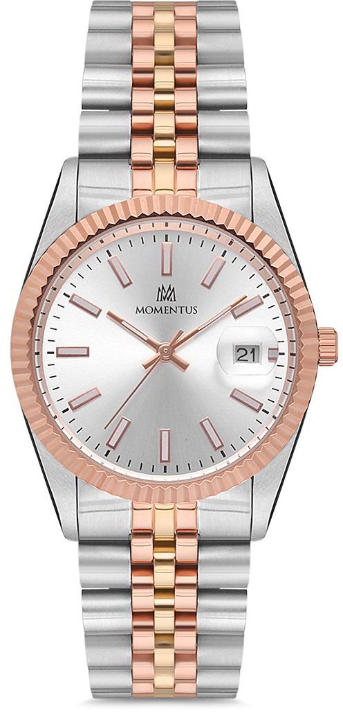 Momentus CW131Z-02SR Takvimli 36 mm Gri-Rose Gold Çelik Kordon Analog Kadın Kol Saati