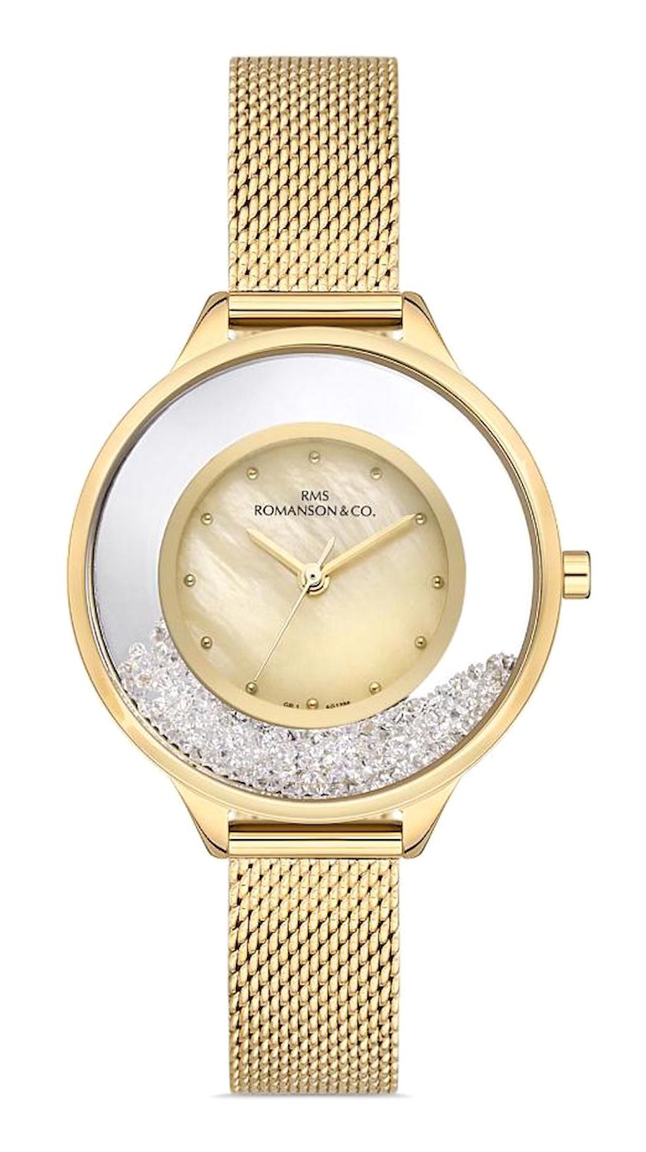 Romanson GR.1.AG1396.03 34 mm Altın Çelik Kordon Analog Kadın Kol Saati