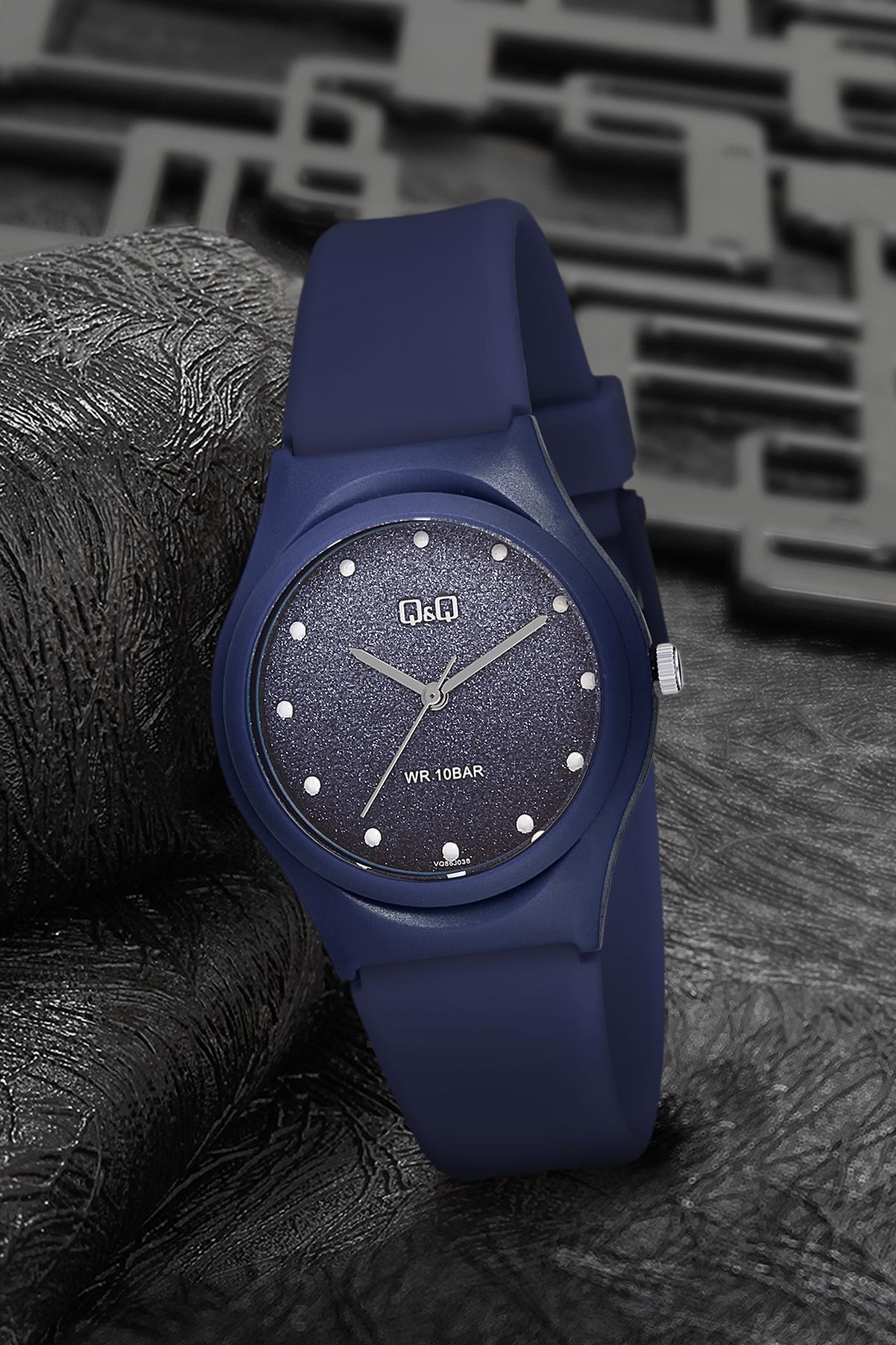 Q&Q 3P664 36 mm Lacivert Silikon Kordon Analog Kadın Kol Saati