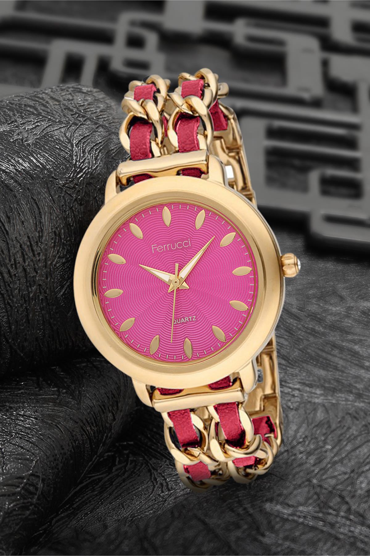 Ferrucci 7FM766 38 mm Altın Pembe Metal Kordon Analog Kadın Kol Saati