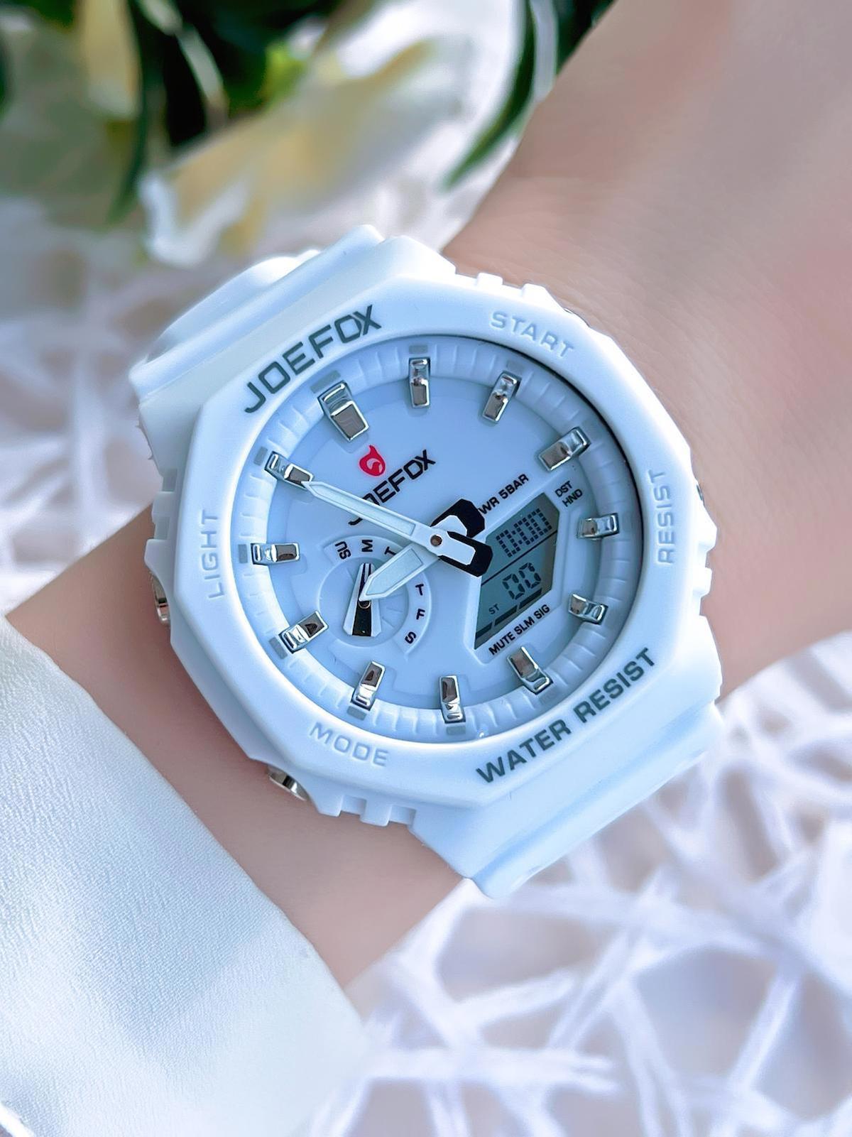 Joefox BJ-GS31 Takvimli 48 mm Beyaz Plastik-Silikon Kordon Analog Kadın Kol Saati