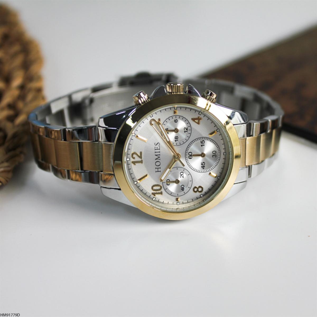 Homies HM91779D 35 mm Altın-Gri Metal Kordon Analog Kadın Kol Saati