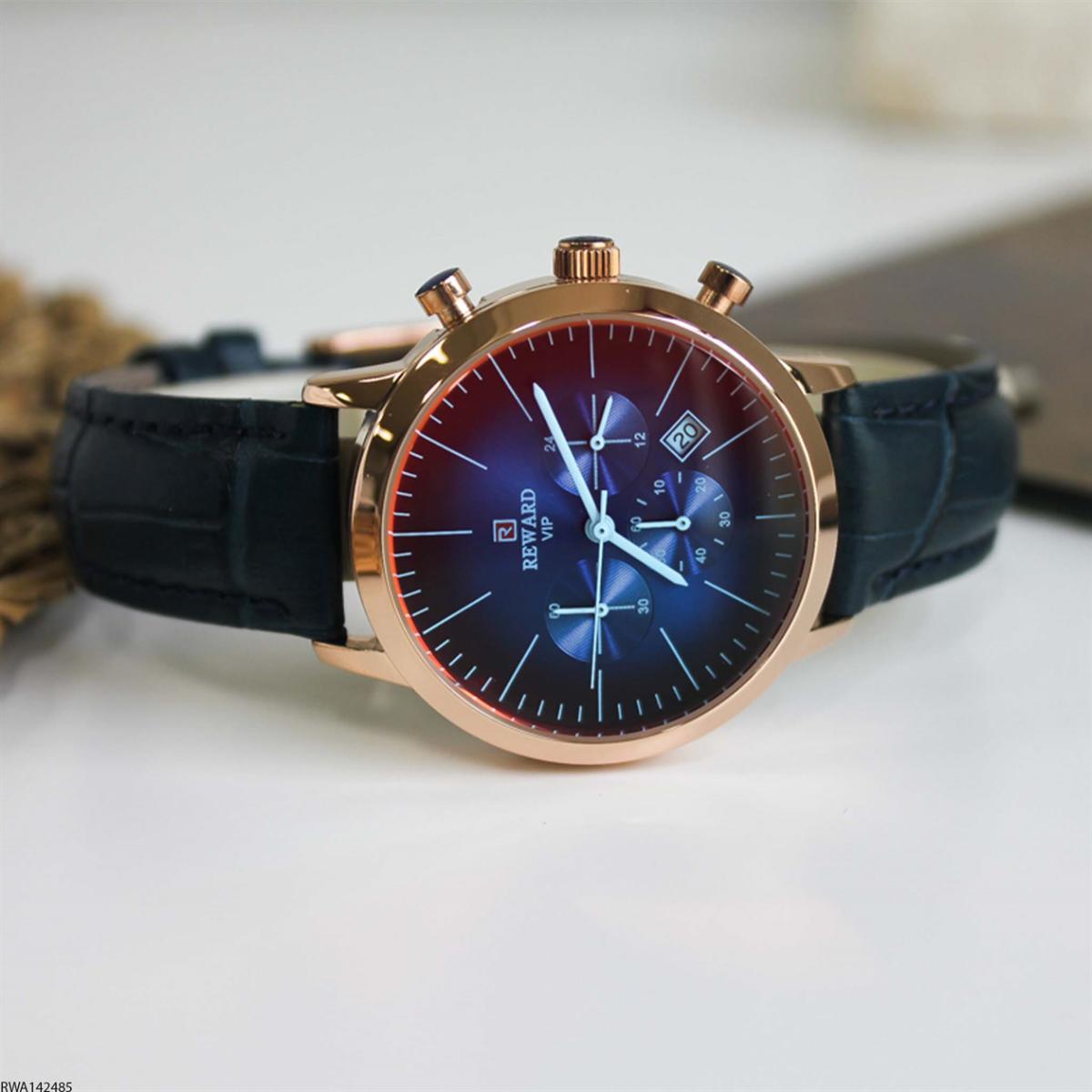 Reward RWA142485 Takvimli 38 mm Lacivert Deri Kordon Analog Kadın Kol Saati