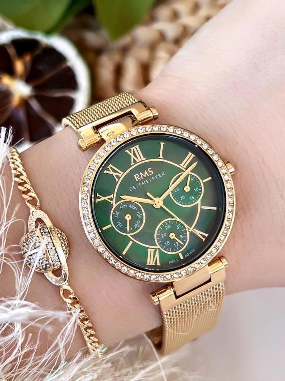 Romanson RMS.1.AG1518.03 Takvimli 36 mm Altın Çelik Kordon Analog Kadın Kol Saati