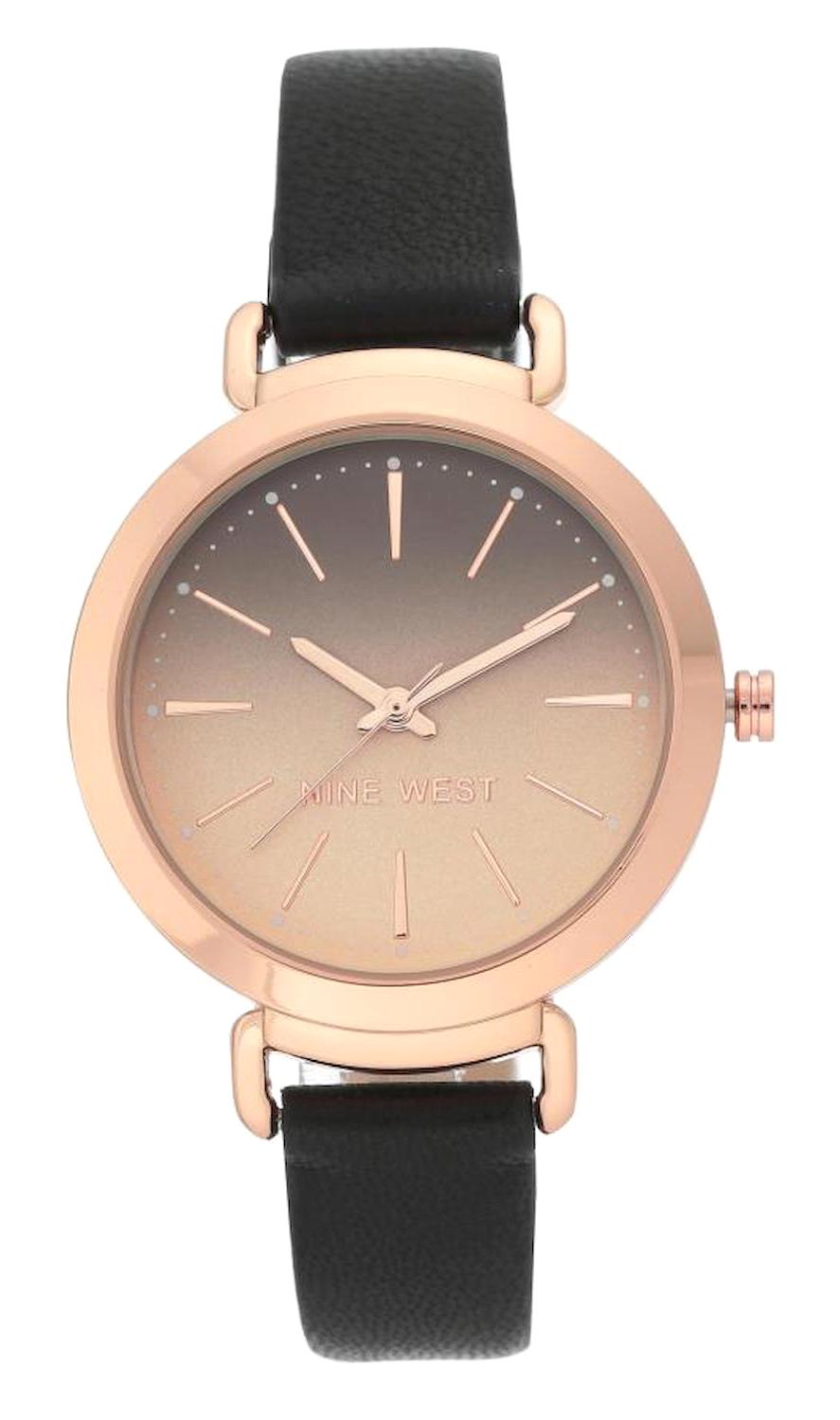 Nine West NW-2288RGBK 36 mm Siyah Deri Kordon Analog Kadın Kol Saati