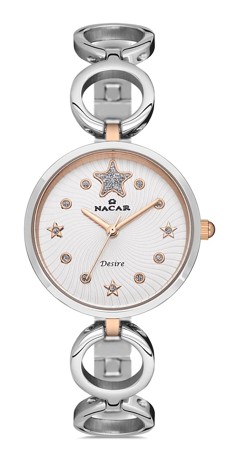 Nacar 103931034-ESM 30 mm Gri Metal Kordon Analog Kadın Kol Saati