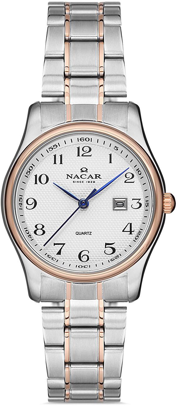 Nacar 35-390036-EWM Takvimli 32 mm Gri-Rose Gold Metal Kordon Analog Kadın Kol Saati