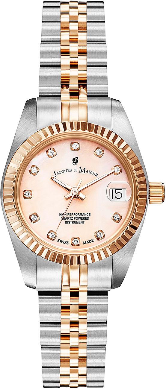 Jacques Du Manoir NRO.38 Takvimli 26 mm Altın-Gri Çelik Kordon Analog Kadın Kol Saati