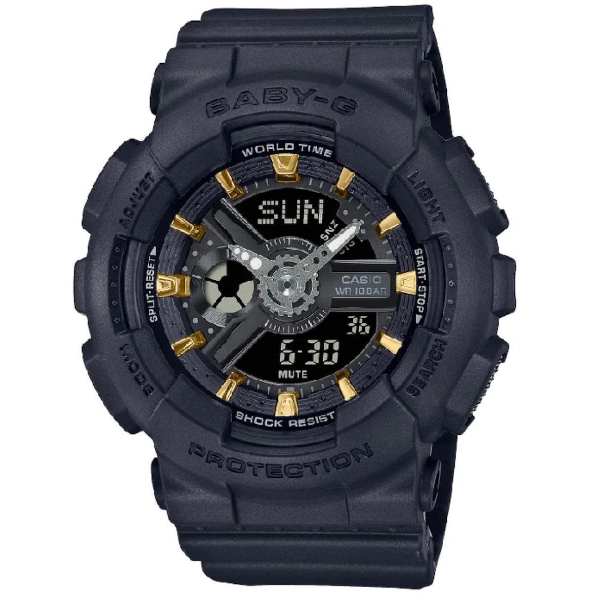Casio BABY-G BA-110XGA-1ADR Takvimli 43.4 mm Siyah Silikon Kordon Analog Kadın Kol Saati