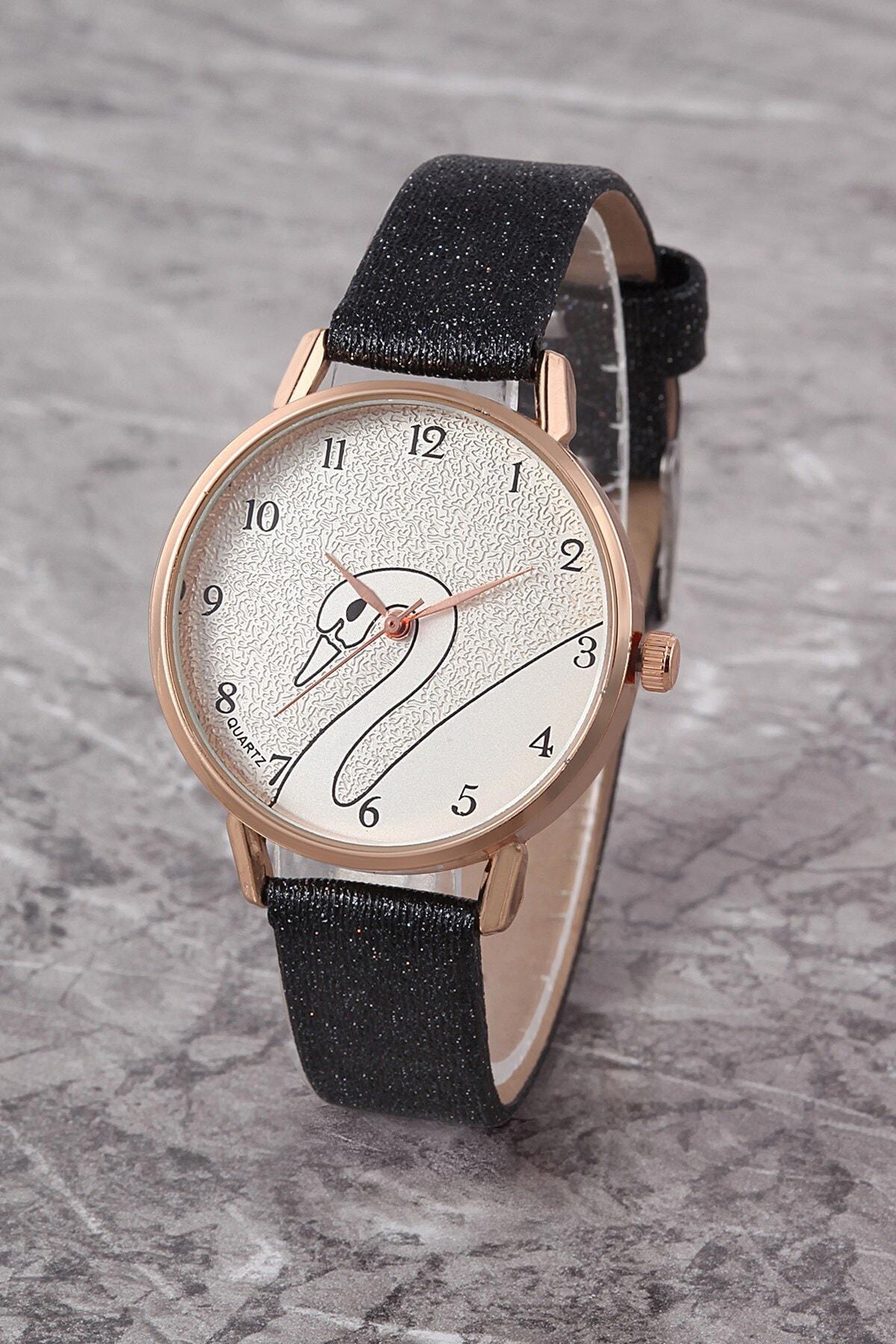 Polo55 31 mm Siyah Deri Kordon Analog Kadın Kol Saati