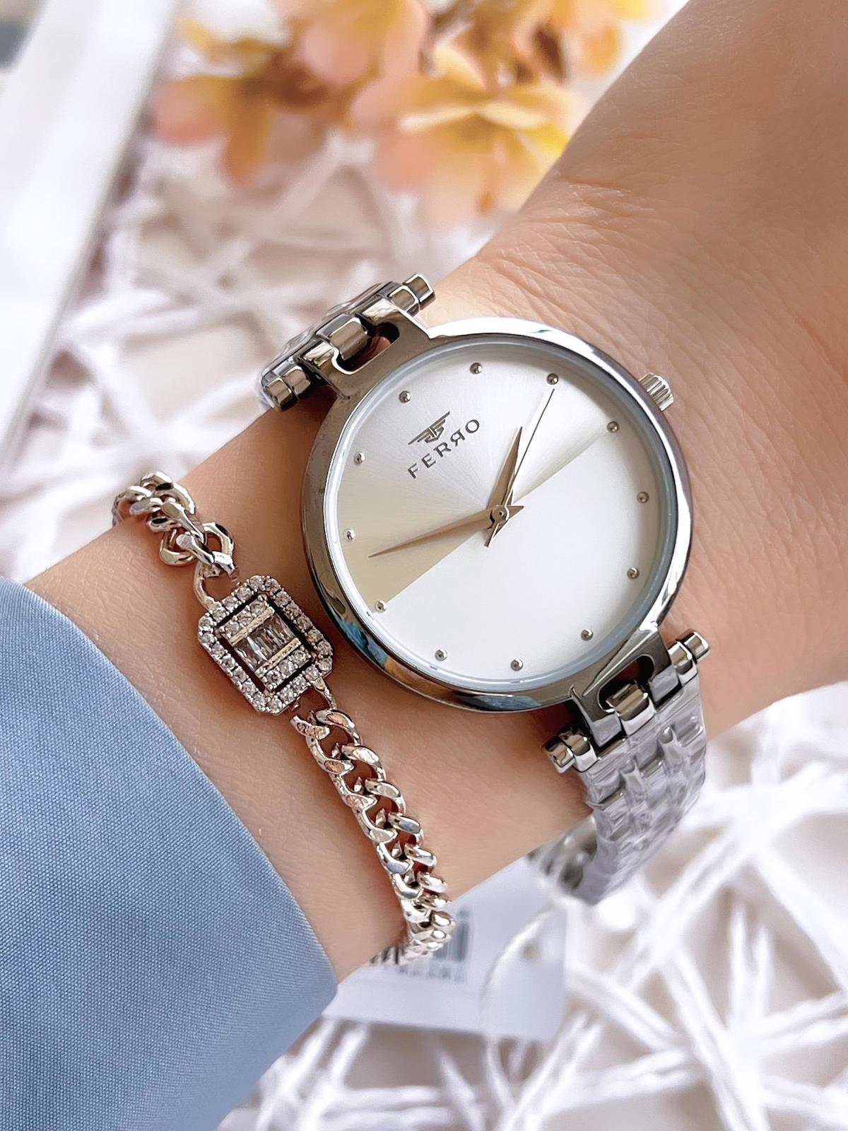 Ferro EFL21203A 36 mm Gri Çelik Kordon Analog Kadın Kol Saati