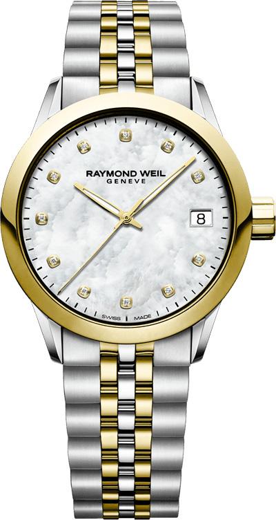 Raymond Weil RW5634-STP-97081 Takvimli 28 mm Altın-Gri Çelik Kordon Analog Kadın Kol Saati