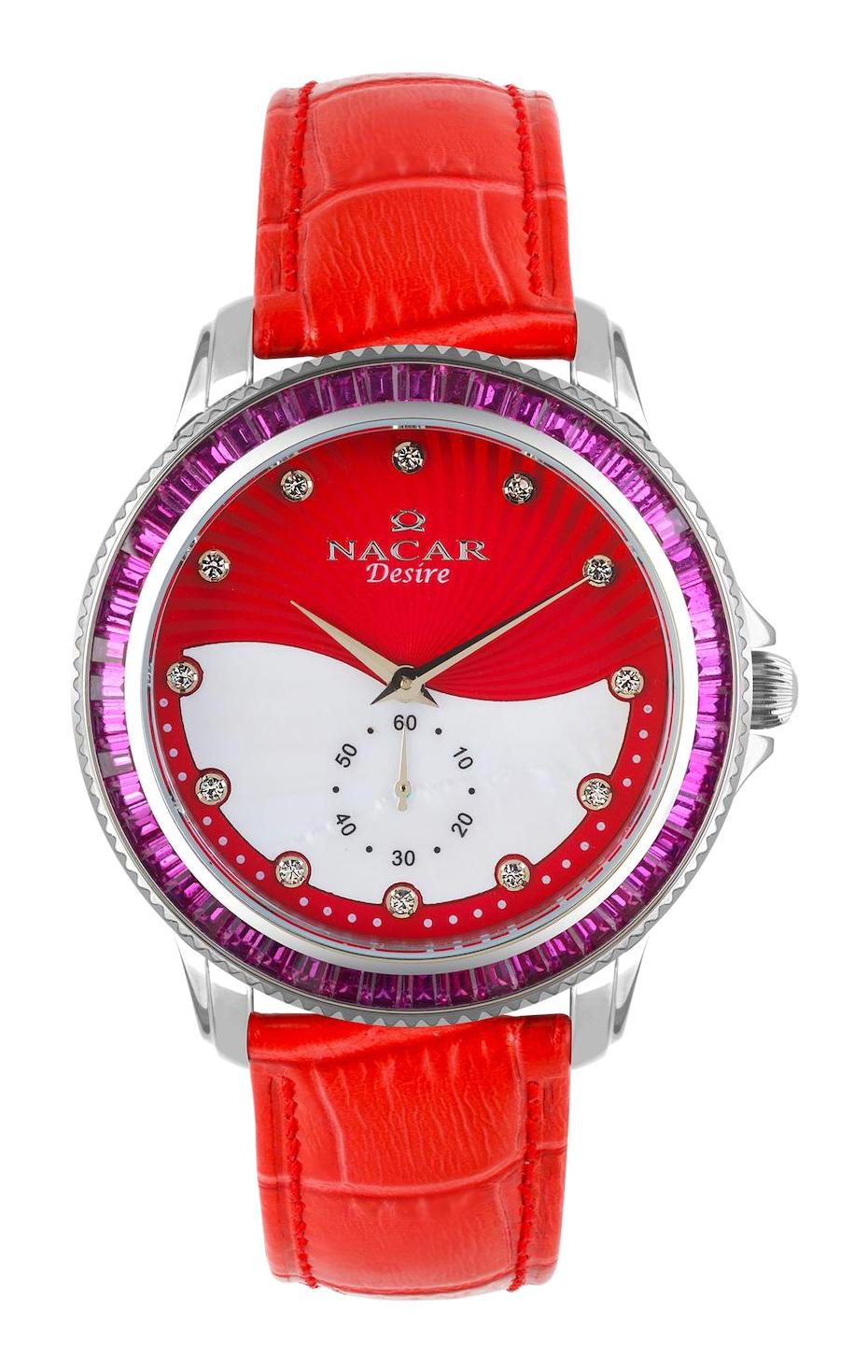 Nacar 33396696-ADRL13S 38 mm Kırmızı Deri Kordon Analog Kadın Kol Saati