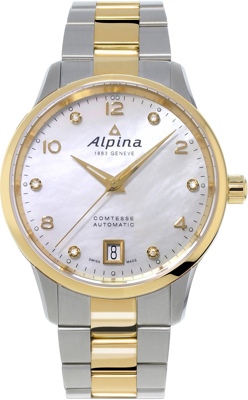 Alpina AL525APWD3C3B Takvimli 34 mm Altın-Gri Çelik Kordon Analog Kadın Kol Saati