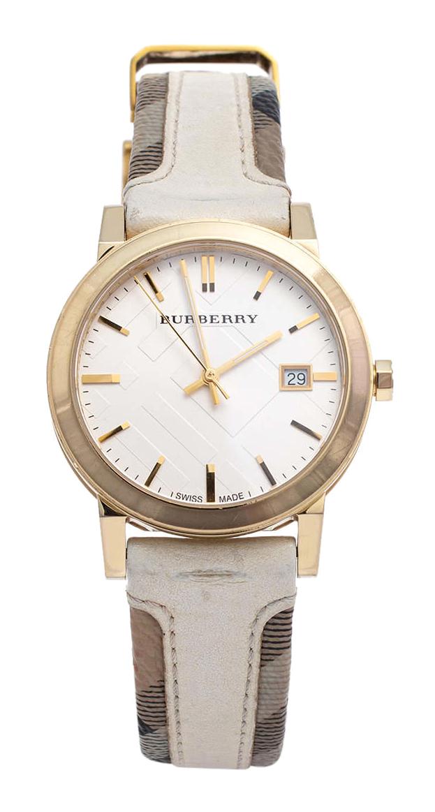 Burberry BU9015 38 mm Beyaz Deri Kordon Analog Kadın Kol Saati
