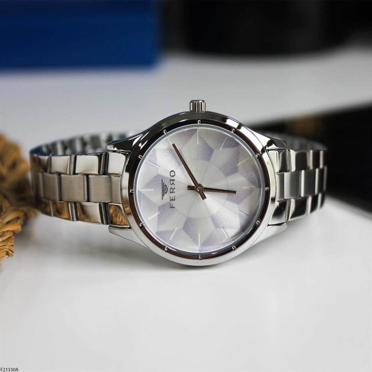 Ferro F21330A 36 mm Gri Çelik Kordon Analog Kadın Kol Saati