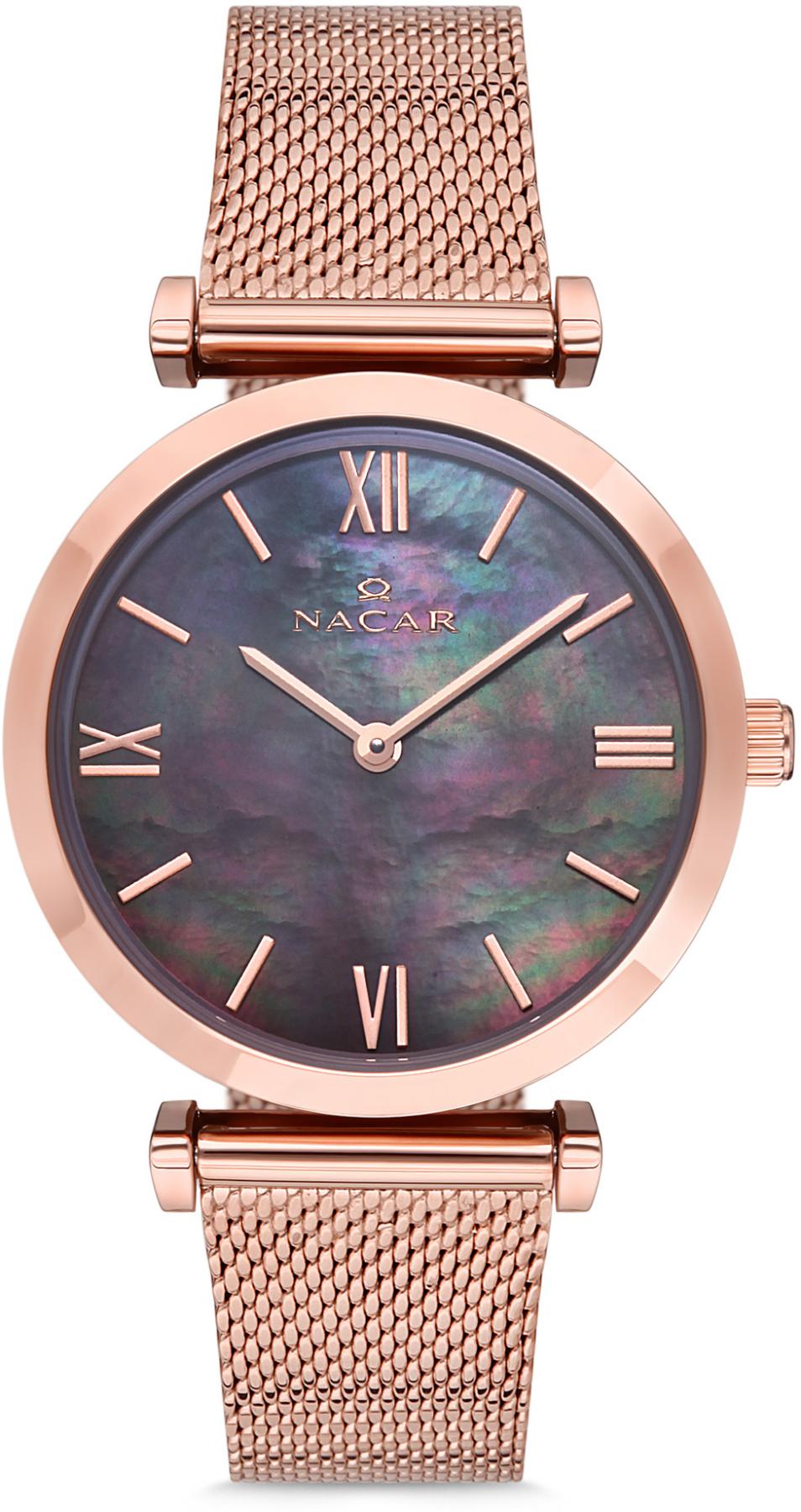 Nacar 33-396527-RKM 33 mm Rose Gold Hasır Kordon Analog Kadın Kol Saati