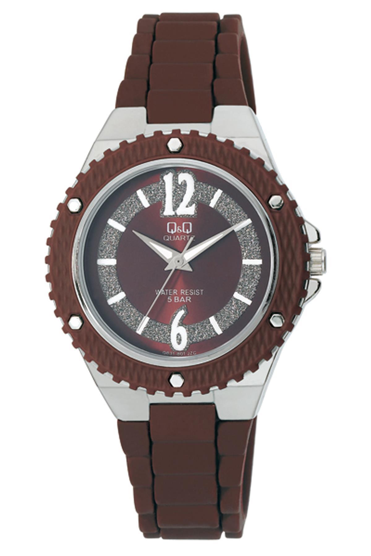 Q&Q 3B141 36 mm Kahverengi Silikon Kordon Analog Kadın Kol Saati