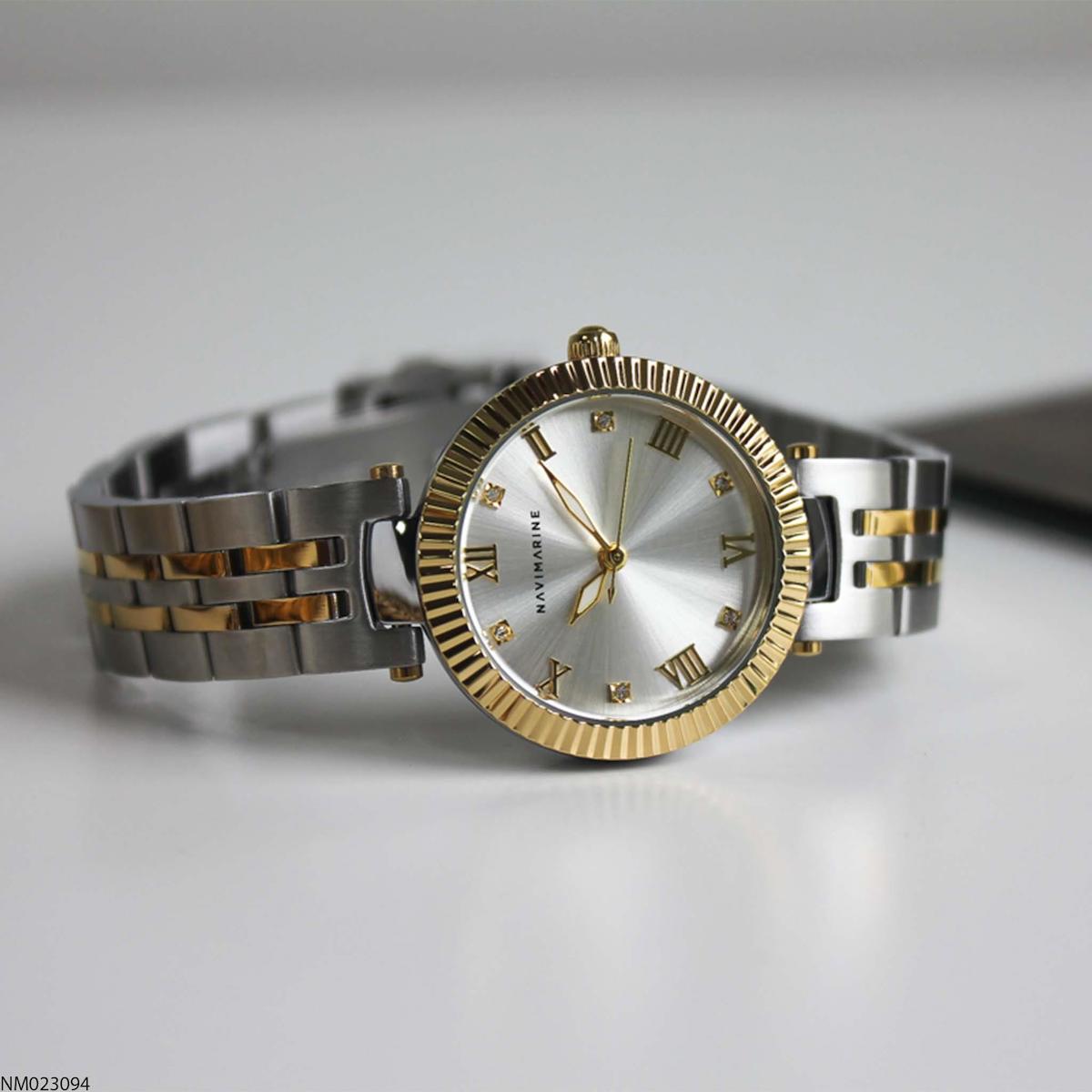 Navimarine NM023094 30 mm Altın-Gri Çelik Kordon Analog Kadın Kol Saati