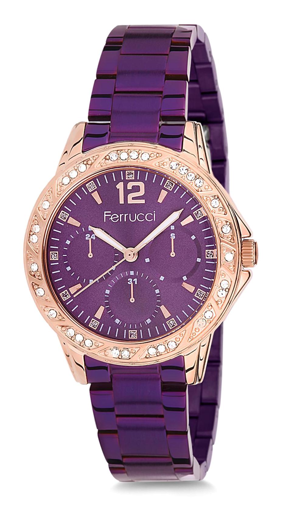 Ferrucci 9FM1784 38 mm Mor Metal Kordon Analog Kadın Kol Saati